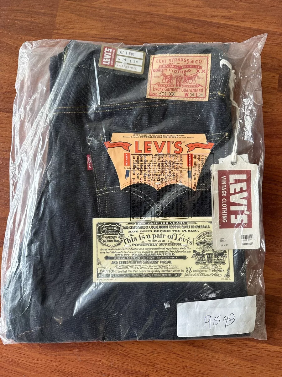 💯Levis LVC 1955 501 Rigid Men’s Jeans 34x34 NWT Sealed!