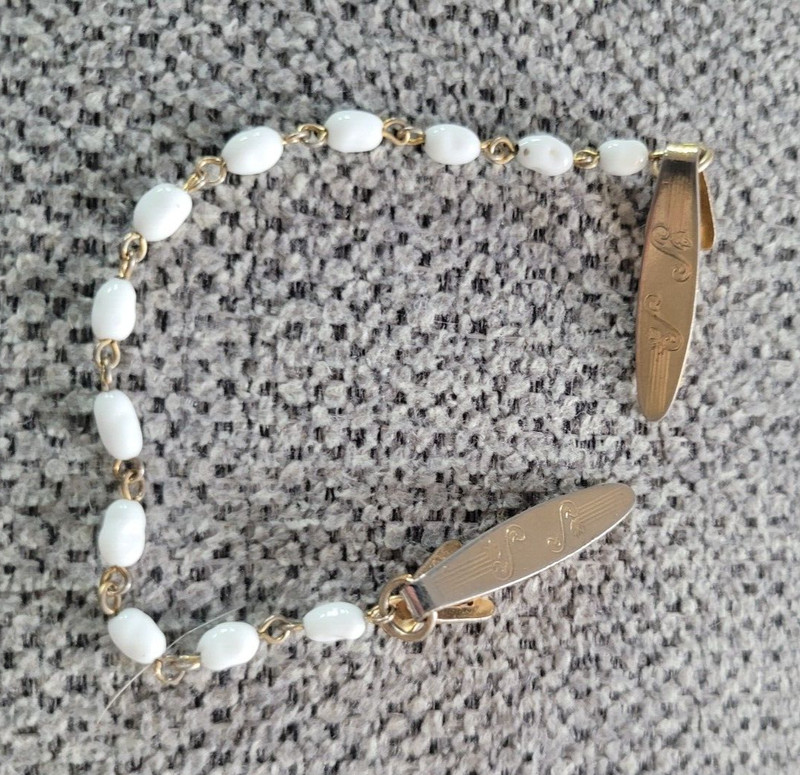 Vintage Sweater Clip Tie White Beaded Clip Sweater Shirt Scarf Tie Clip