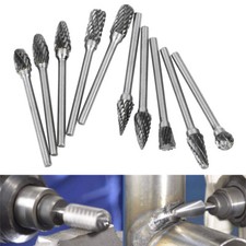 10x 1/4 Head Tungsten Carbide Rotary Point Burr Die Grinder 1/8" Shank Bit Set