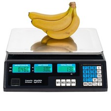 US 40kg/5g Digital Price Computing Scale Black for Vegetable Food US Plug w/ LCD