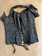 FREDERICKS OF HOLLYWOOD X294-2006 Satin Zipper Halter Corset w/Panty Sz 34 Black