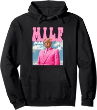 I Love Felons Funny Trump Pink 2024 Milf Man Unisex Hooded Sweatshirt