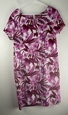 Dani Max Vintage Womens Pink Short Sleeve Hawaiian Floral Dress Size Medium