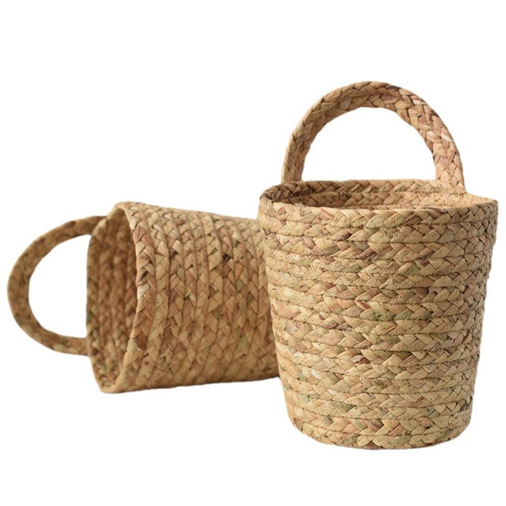 Yellow Rattan Storage Basket Plant Wicker Hanging Baskets Storage