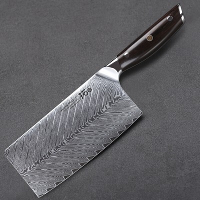 17,5cm Hackmesser Japan VG10 Damaskus Stahl Kochmesser mit Ebenholz Griff