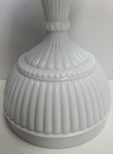 Retro Ribbed & Beaded Milk Glass Bowl on Stem Vintage Goblet Compote Comport A/F - Picture 3 of 8