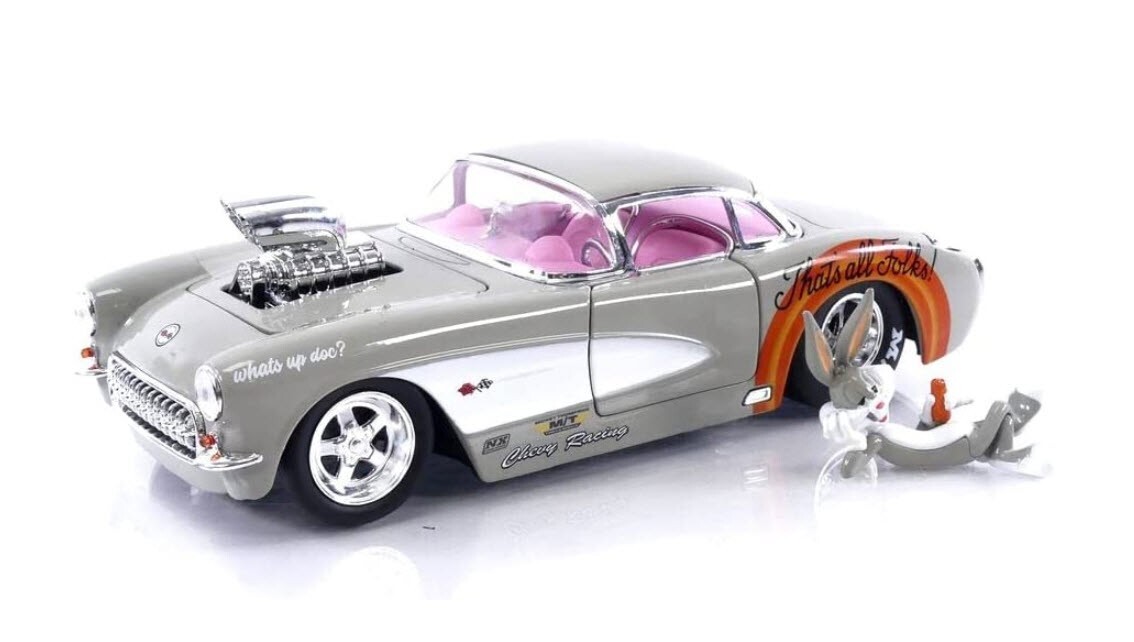 Jada Looney Tunes BUGS BUNNY & 1957 Chevrolet CORVETTE Car