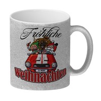 FröHliche Weihnachten Glitzer-Kaffeebecher Mit Lustigem Weihnachtsmotiv
