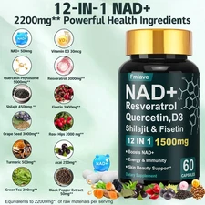 Liposomal NAD+ with Resveratrol for Cellular Repair & Antioxidant, 60 Capsules