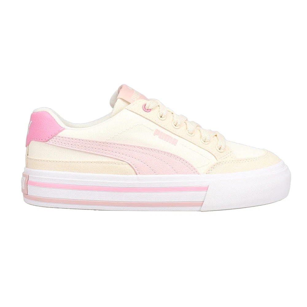 Scarpe casual sneakers PUMA Court Classic Vulc stringate donna bianco sporco rosa 40
