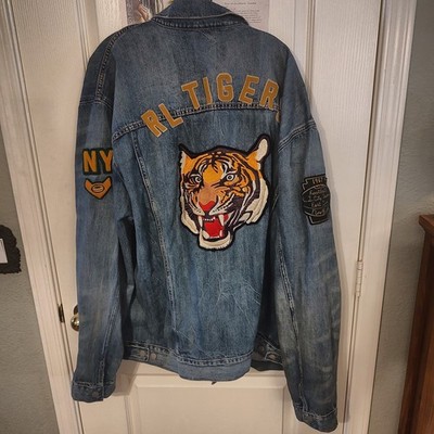 Rare Polo Ralph Lauren Denim Jacket RL Tigers Size 3XL ID 3XLT