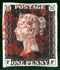 PENNY BLACK 1840 QV GB Stamp SG.2 1d Plate 1b (FF) Red MX AS5 Cat £375 YOR51