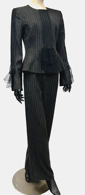 Giorgio Armani Borgo 21 Suit Black Gray Stripe 2 Pc Set Small