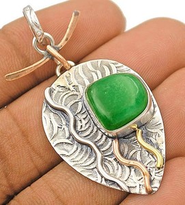 Natural Three Tone Aventurine 925 Solid Sterling Silver Pendant Jewelry 