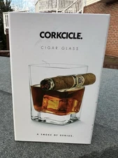 New in Box Corkcicle Cigar Holding Whiskey Rocks Glass 9oz