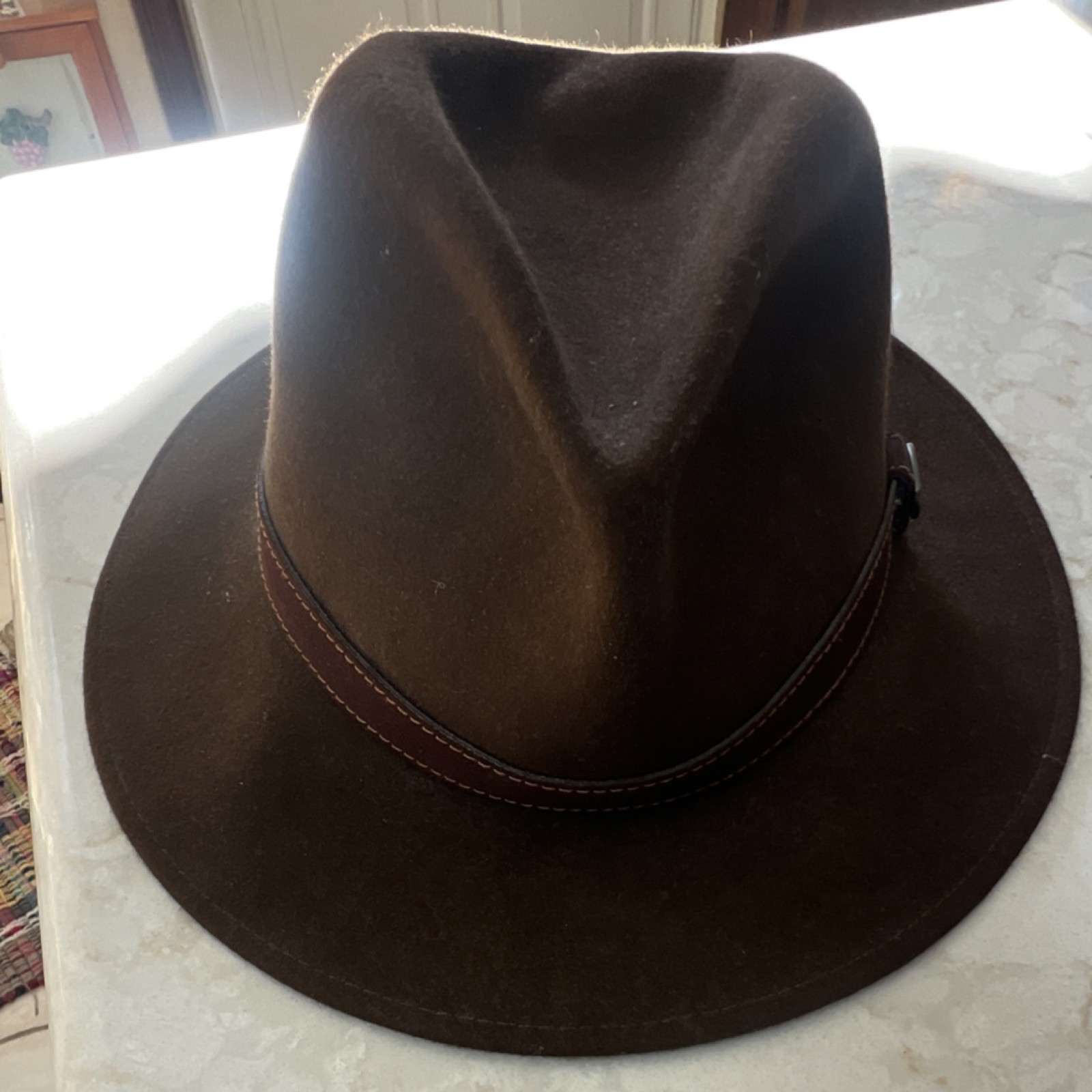 Borsalino Brown Rain Proof Solid Pattern Fedora H… - image 1