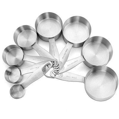 Stainless Steel Measuring Cups, 8 Piece Heavy Duty 18/8 Steel Measuring Cups ...