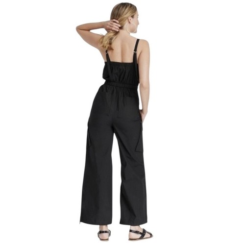 NEW UNIVERSAL THREAD Black Utility Jumpsuit Size XXL Drawstring Ankle Hem Boho - Picture 3 of 8