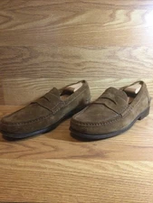 Lands End mens brown size 11.5 leather seude Penny loafers