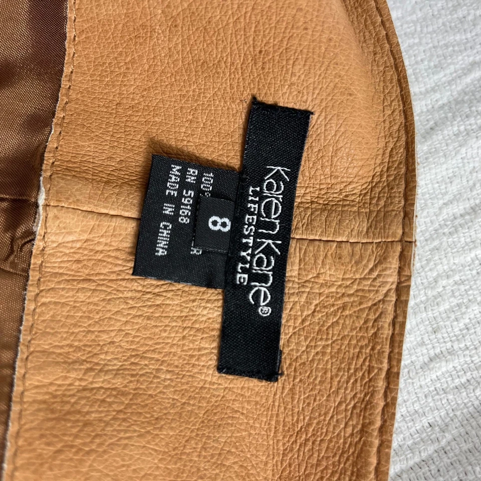 Falda Karen Kane Gamuza Cuero Marrón Dobladillo Festoneado Para Mujer Talla 8 Western Prairie Foto 4 de 4