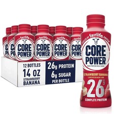 Core Power Protein Shake, Strawberry Banana, 26g Bottle, 14oz, 12 Pack 4.00 per gallon