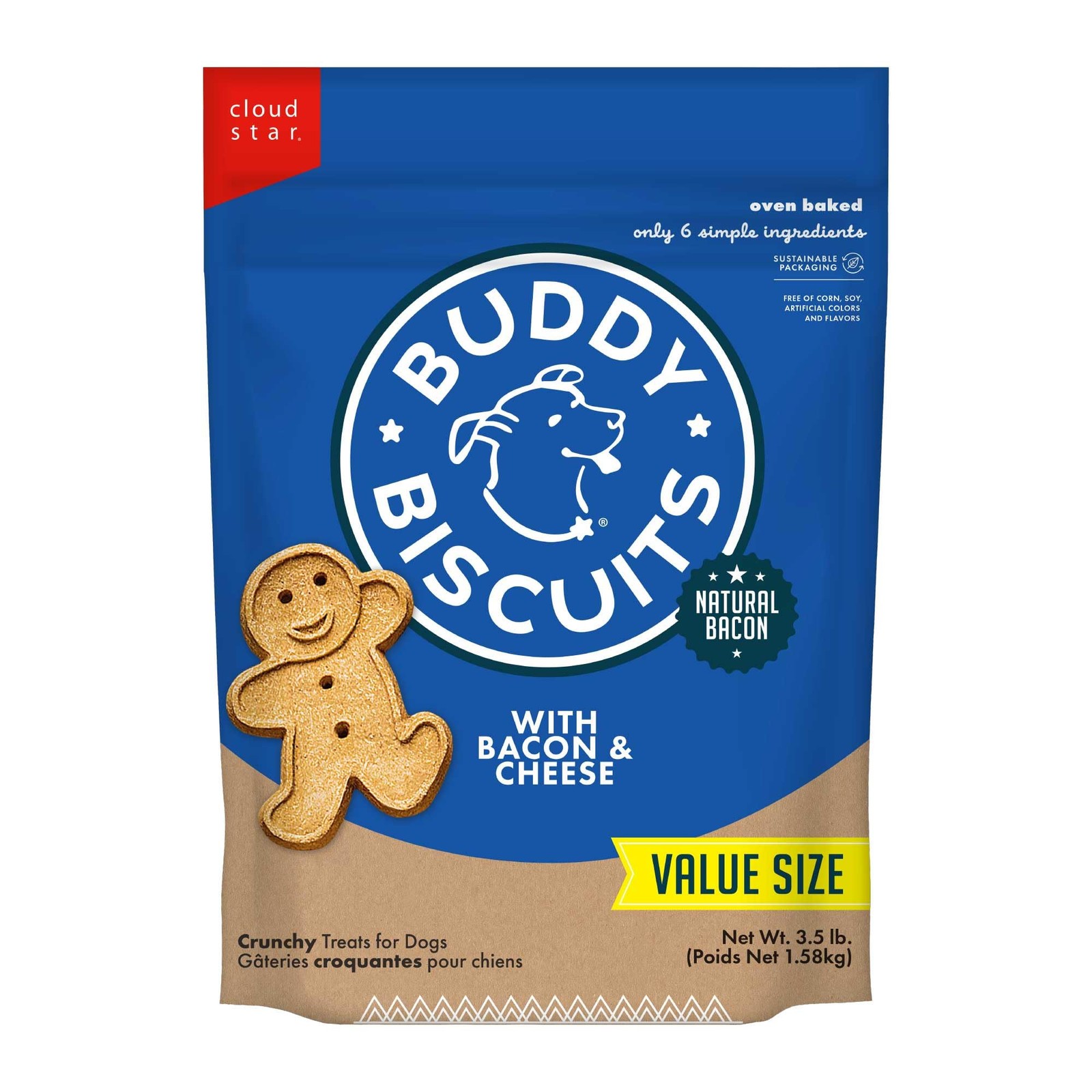 Buddy Biscuits Dog Treats 35 Pound Bacon Cheese Crunchy Biscuits USA Made