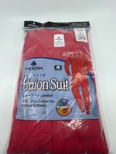 INDERA Men XL Classic 100% Cotton Long Underwear Outdoor Work Red Union Suit