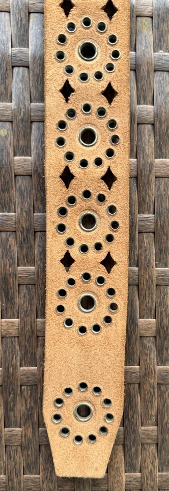 Ilhós de marfim vintage couro reciclado craqueado pregos de cinto tamanho 36 L médio joed - Imagem 4 de 4