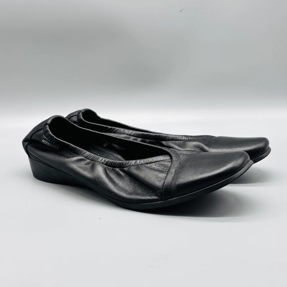Zapatos Mephisto Mujer 9 Cuero Negro Air Relax Ballet Cuña Plana Cómodos Elastizados Foto 2 de 4