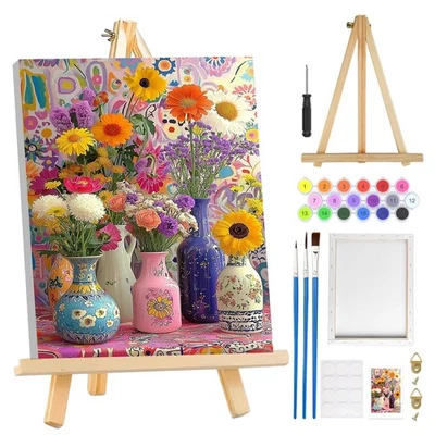 MOGTAA Flowers Paint by Numbers for Adults Beginner with Frame, Flowers Landscape Paint