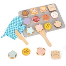 Slice and Bake Wooden Cookie Play Food Set for Kids, Kitchen Toys F... Fast Ship