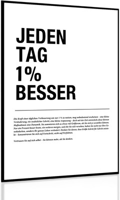 Motivation Poster Büro Deko Leinwand Wandbild  Jeden Tag 1% Besser  40x30cm