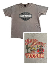 Vintage Harley Davidson Graphic T Shirt Mens XXL Grey Tucson Arizona Hanes
