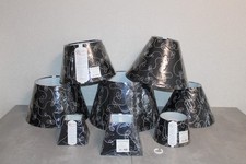Lampenschirm Eckig Rund Schwarz mit Muster Ersatzschirm E27 Adapter E14