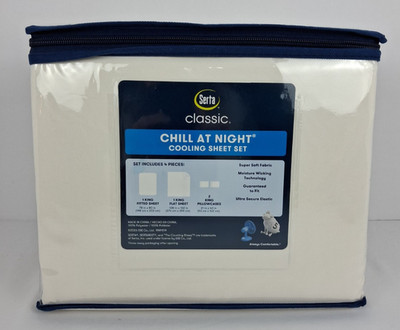 Serta Chill Nights Cream Ivory King 4 Pc Bed Sheet Set SertaRest Cooling Soft