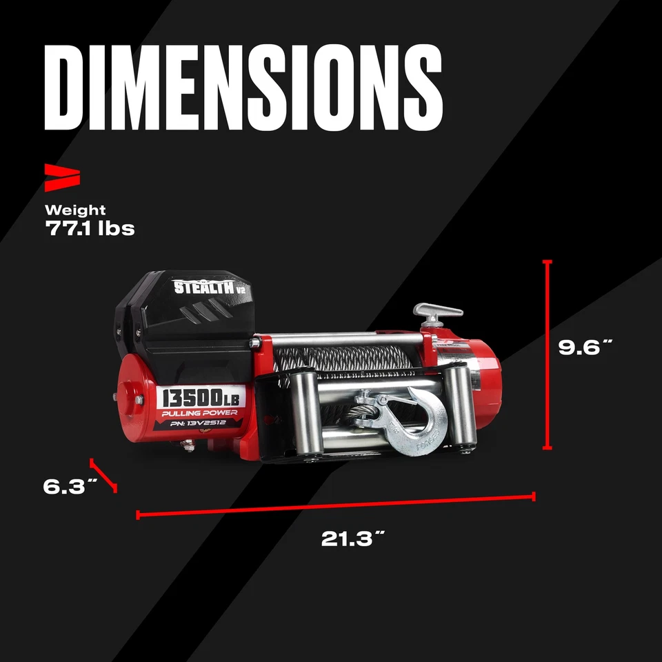 Stealth 13,500lb 12v Electric Winch - Steel Rope for Off-Road SUV Towing Trailer - Image 4 of 4
