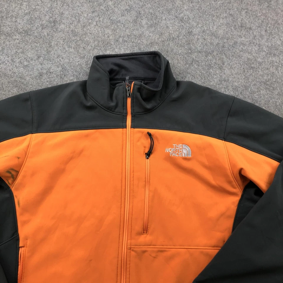 North Face Jacket Mens Medium Orange Gray Softshell Full Zip Outdoor Hiking Coat - Image 4 of 4