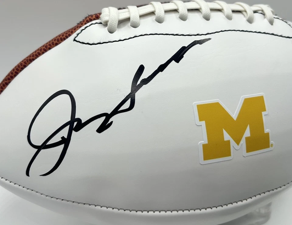 Jim Harbaugh Signed Michigan Wolverines Football White Panel Champs Auto JSA COA - Image 2 of 3