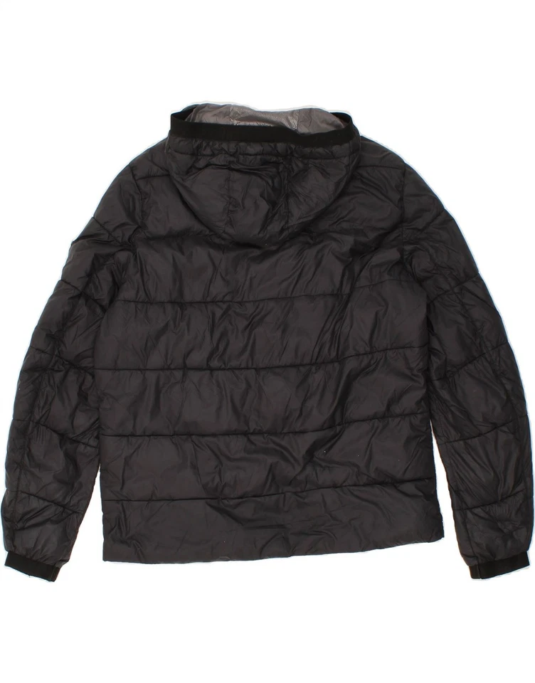 MICHAEL KORS Mens Hooded Padded Jacket UK 38 Medium Black Nylon UD15 - Image 2 of 3