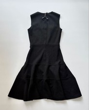 USED PRADA MIDI LENGTH BLACK WOOL DRESS IT38 GOOD