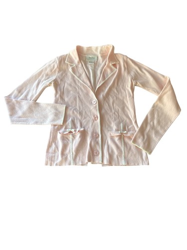 Neiman Marcus Womens Pink Cardigan Blazer M Cotton Nylon Blend Button-Up - 第 1/6 張圖片
