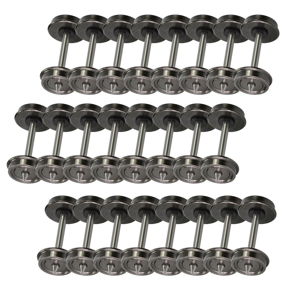 24pcs HO Scale 1:87 33" Metal Wheelsets Metal DC Wheels Metal Axles C8725 - Image 3 of 4