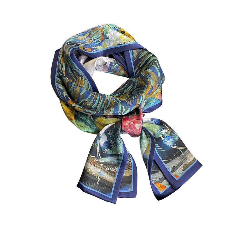 Sciarpa Lunga In Seta 100% Double Face | Uomo/Donna Vintage Paisley | 150x15cm Verde