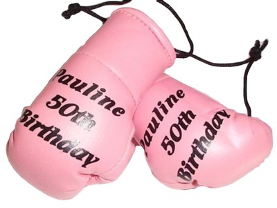mini pink boxing gloves
