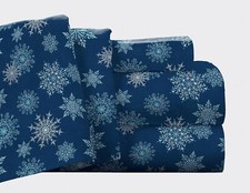 Flannel Deep Pocket Set with Oversized Flat Sheet, California King, Snow Flakes