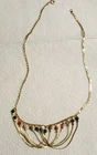 VINTAGE GOLDTONE NECKLACE WITH 3 STRANDS 7 CHAINS WITH BEADED ACCENTS