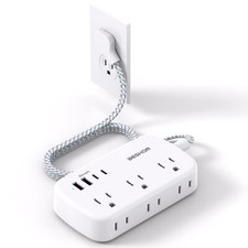 10FT Flat Plug Power Strip with USB C Ultra Thin Flat Plug Extension Cord - 6...