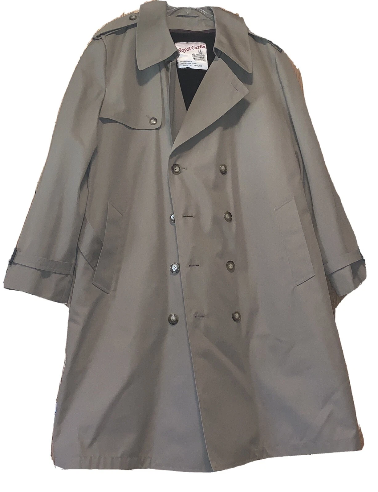 Vintage Trench Coat Mens Size 44 Regular With Belt And Lining Euc Royal Castle