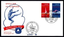 BRD FDC 1970 OLYMPIADE M&Uuml;NCHEN 1972 KIEL TURNEN SEGELN SEGELBOOT OLYMPICS hy71