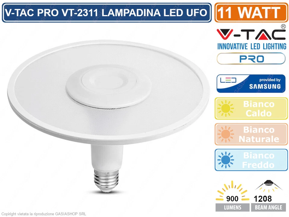 V-TAC PRO VT-2311 LAMPADINA LED E27 11W UFO CHIP SAMSUNG - SKU 2781 / 2782 / 278 - Immagine 4 di 4